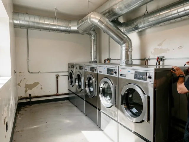 Jacksonville Dryer Vent Cleaning team performing large-scale commercial dryer vent cleaning in Jacksonville
