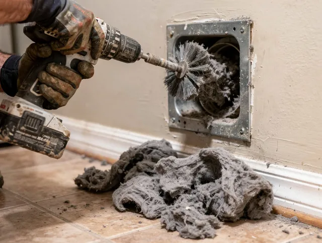 Certified Jacksonville Dryer Vent Cleaning technician performing dryer vent cleaning in Jacksonville